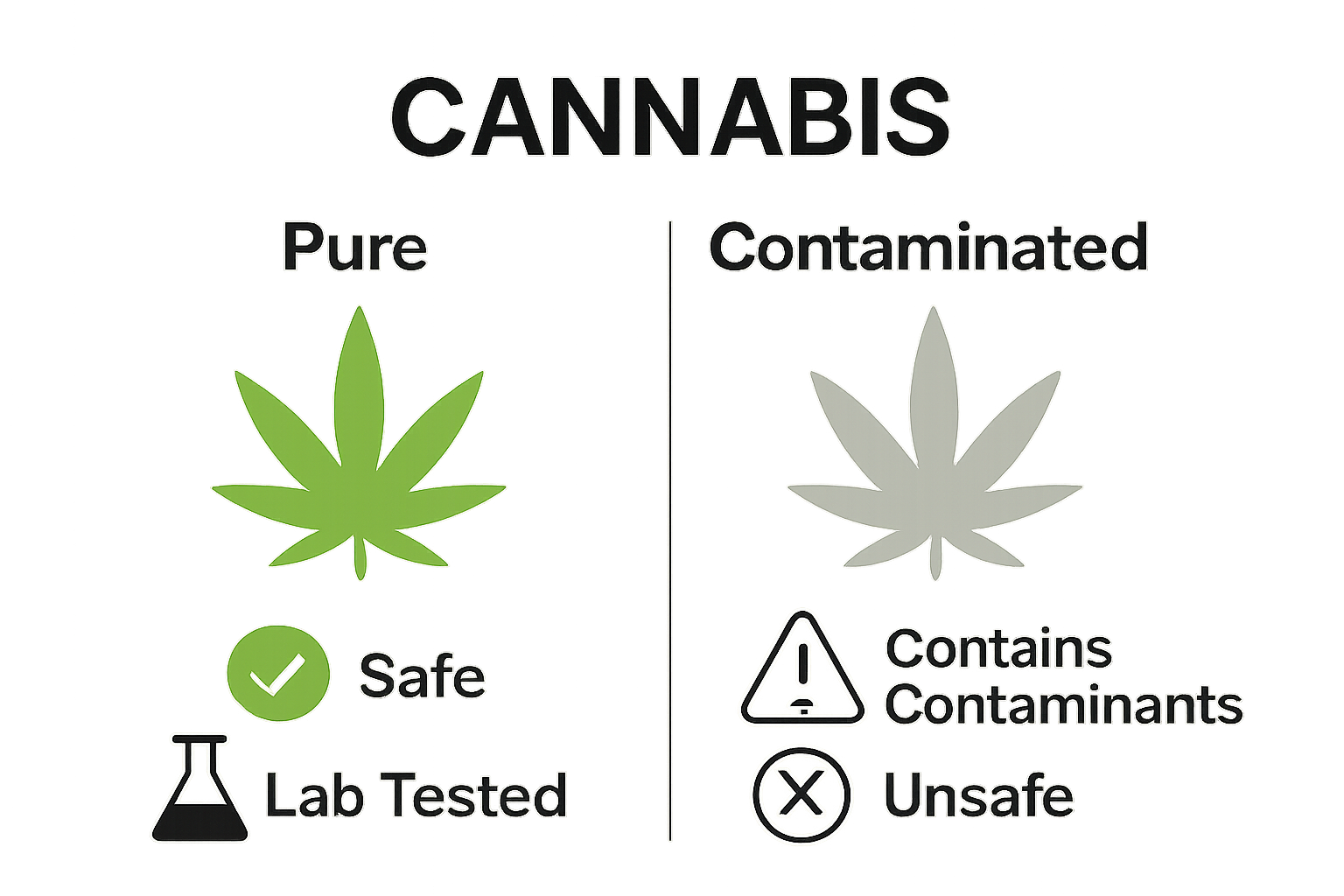 Infographic comparing pure vs. contaminated cannabis