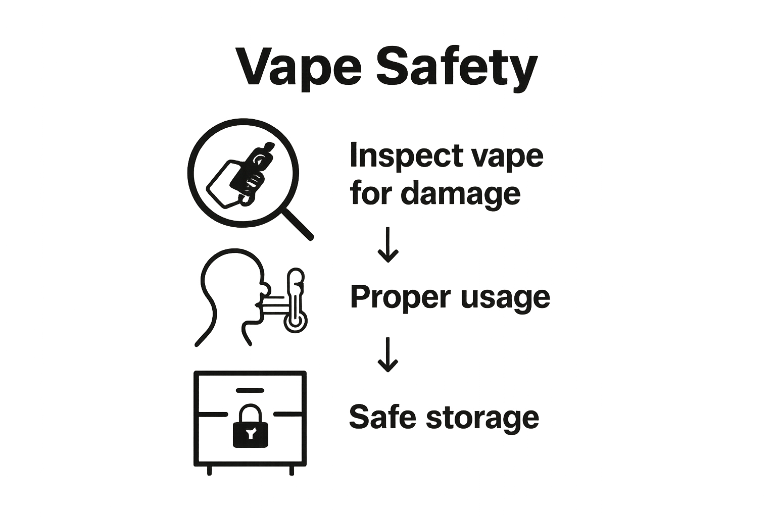 Step-by-step disposable vape safety process infographic