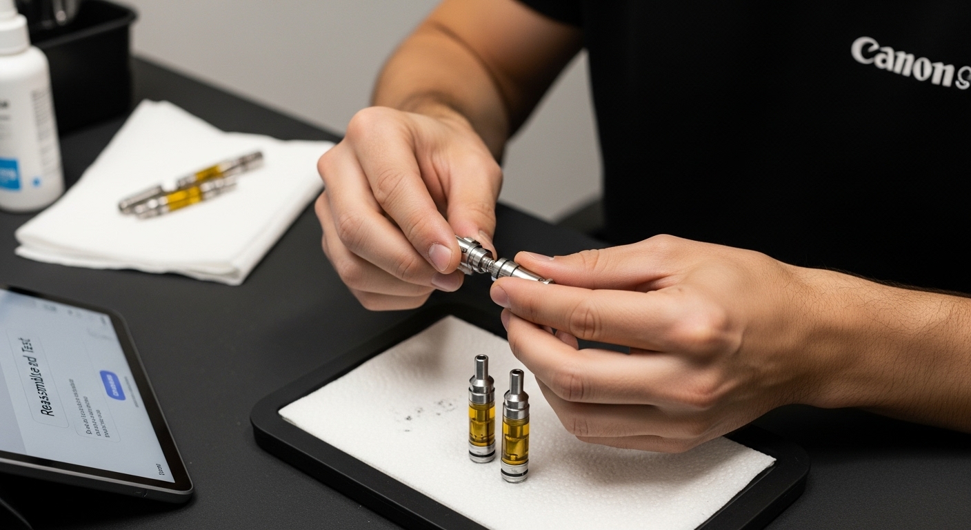 vape cartridge workflow reassembly