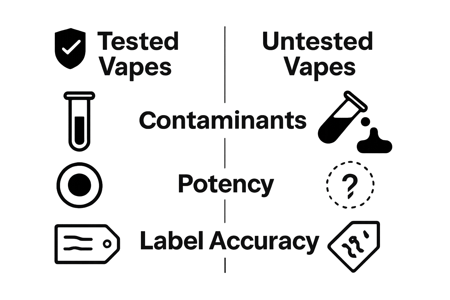 Infographic comparing tested vs untested cannabis vapes