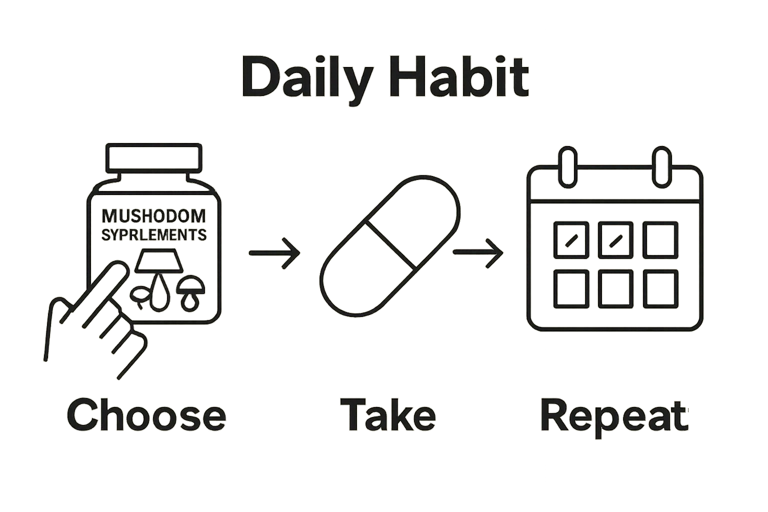 Infographic showing how to add mushroom supplements to daily routine
