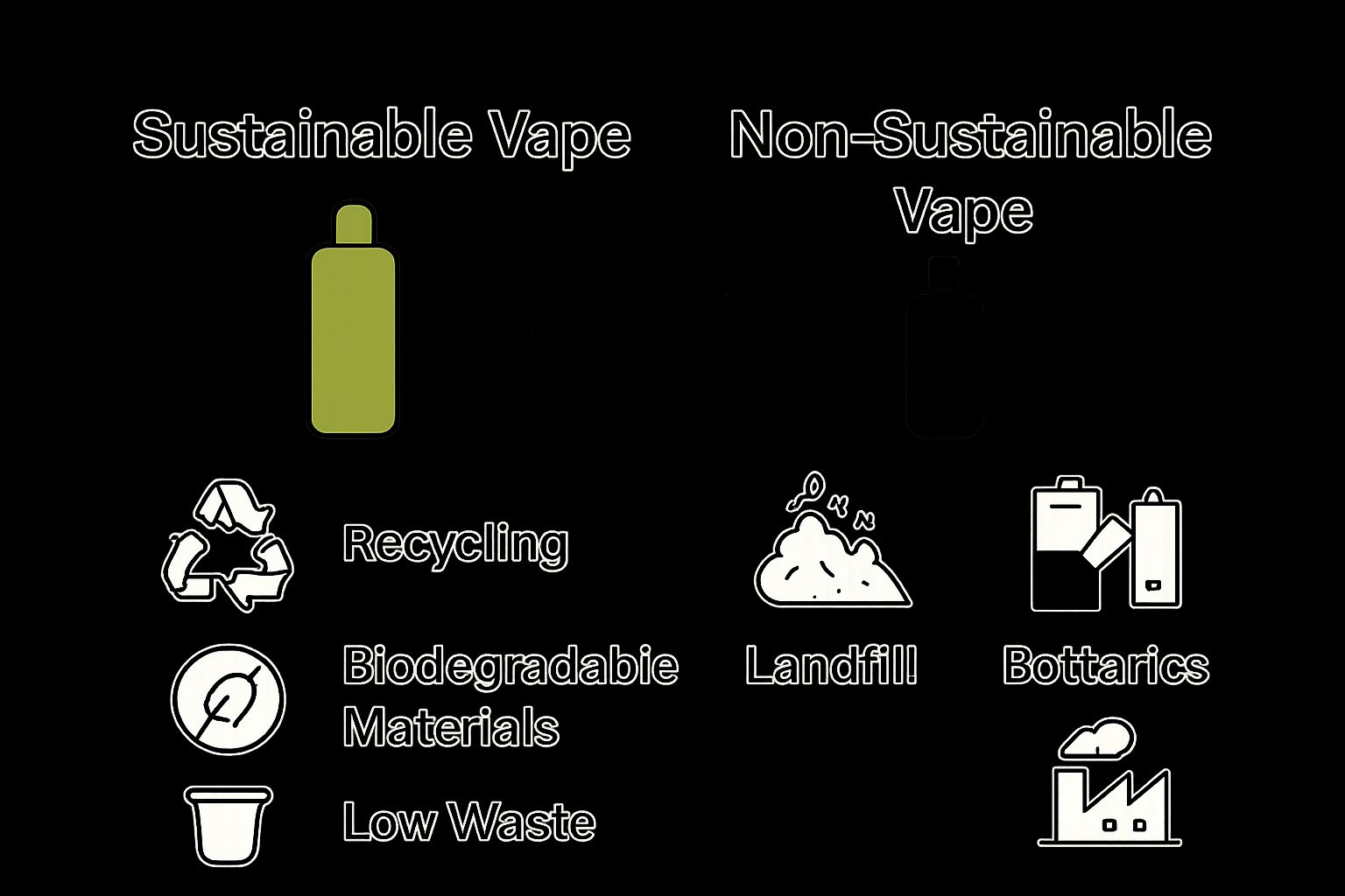 Infographic comparing sustainable and non-sustainable vape outcomes