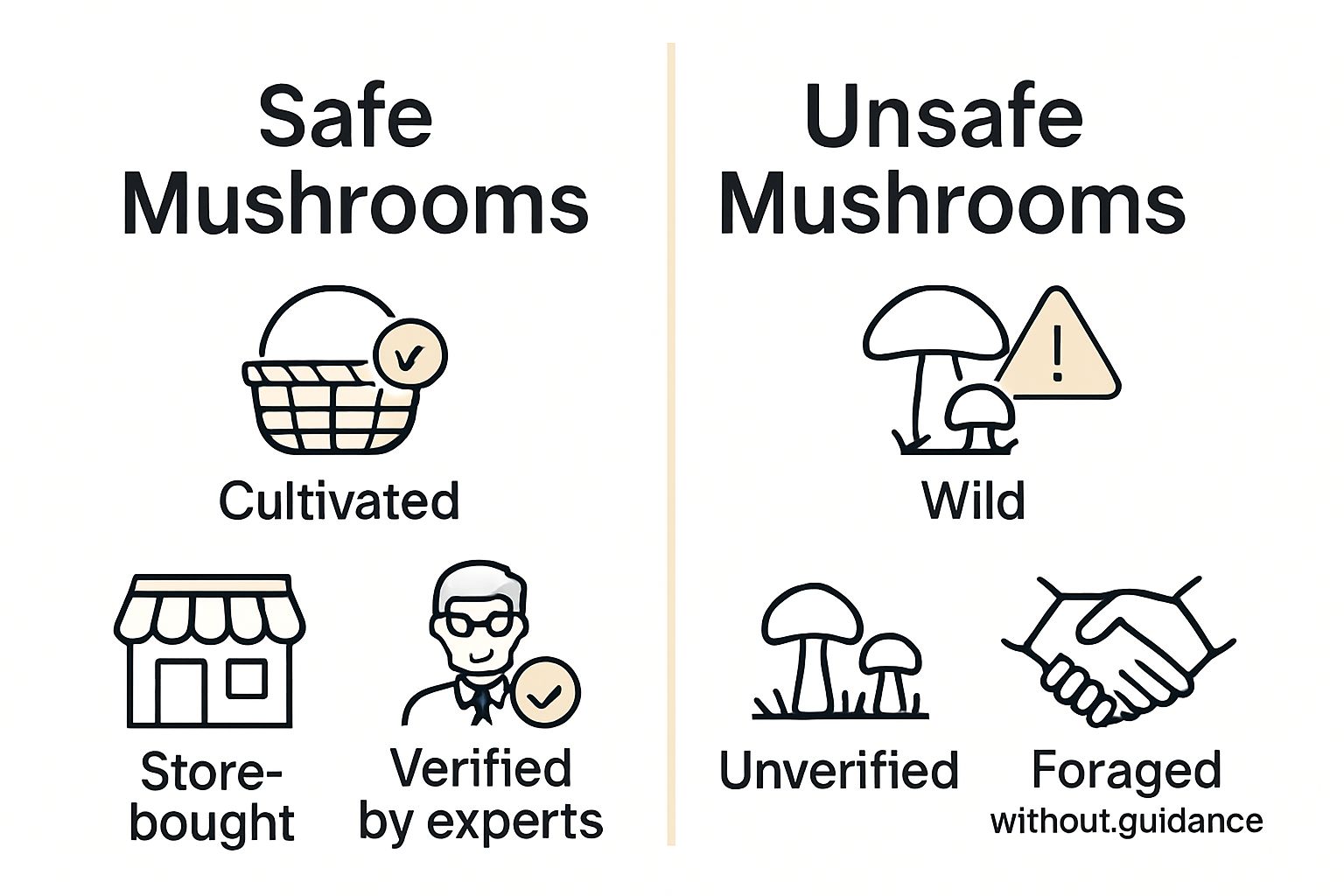 Comparison of safe versus unsafe mushrooms infographic