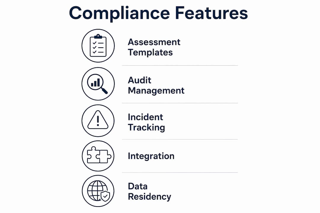 Infographic showing key compliance software features