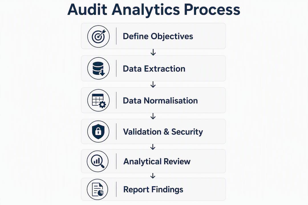 Infographic showing steps in data-driven audit process