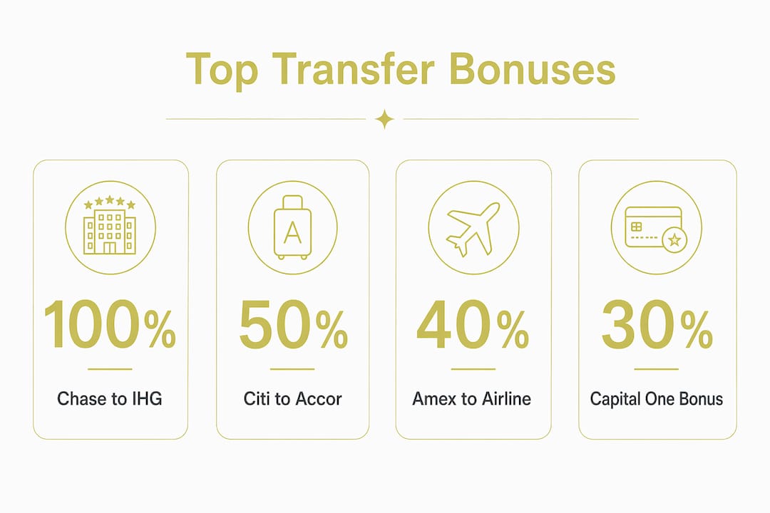 Infographic showing top points transfer bonuses