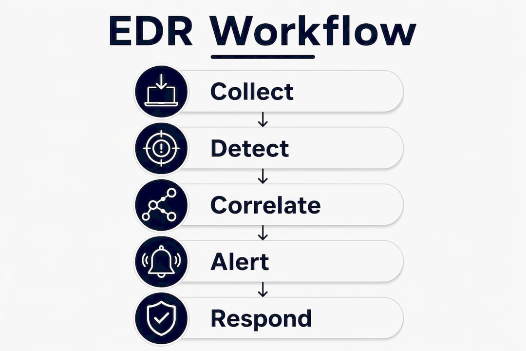 Infographic illustrating EDR workflow steps