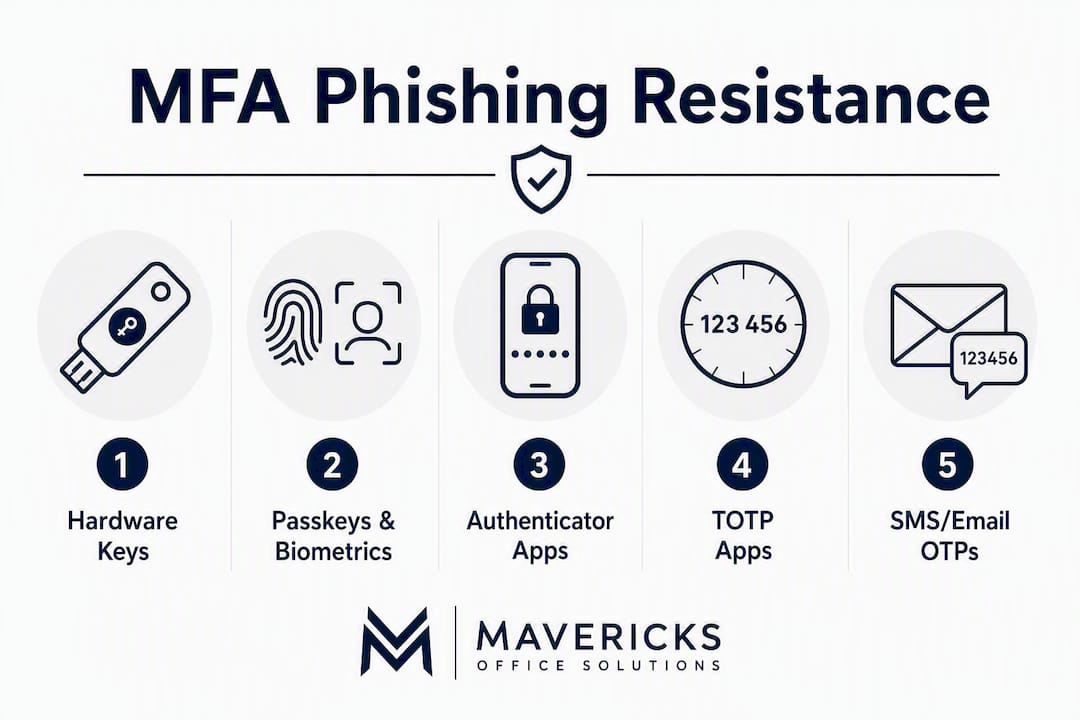 Infographic ranking MFA methods by phishing resistance