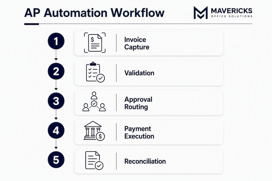 Infographic showing AP automation stages workflow