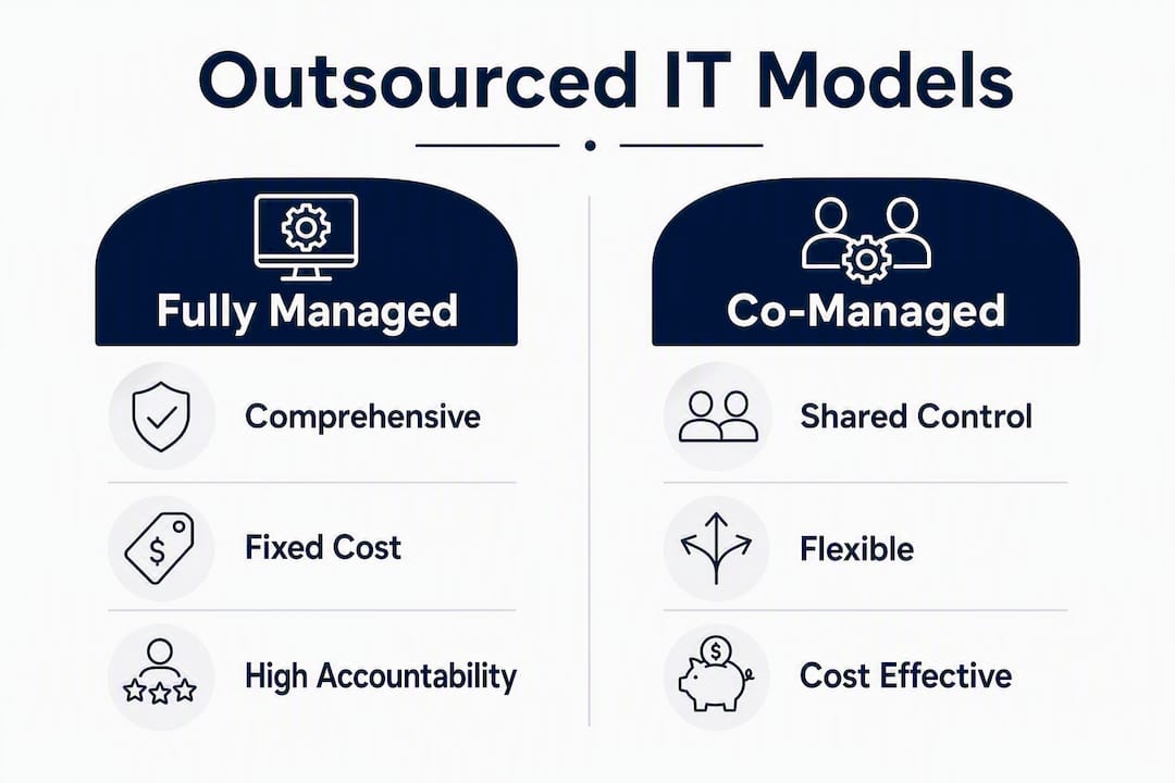 Infographic comparing outsourced IT engagement models