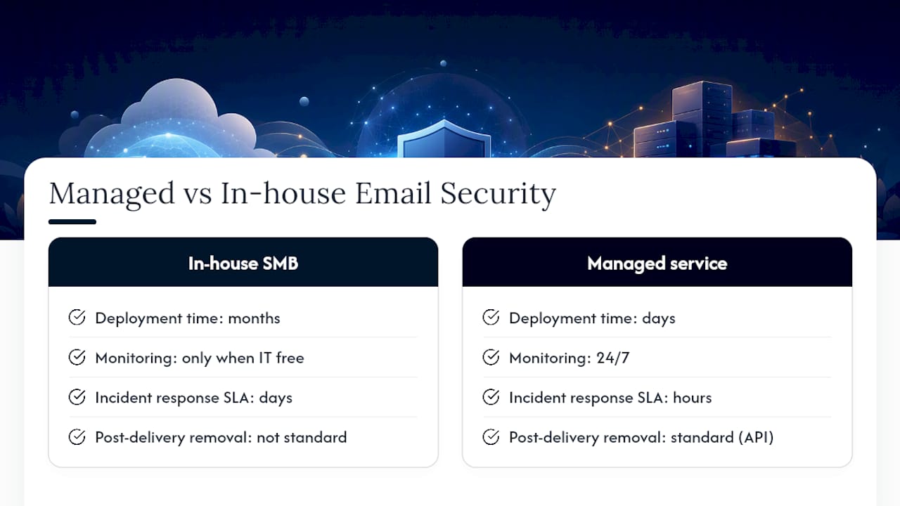 Why do most SMBs get more protection from a managed service? — overview diagram