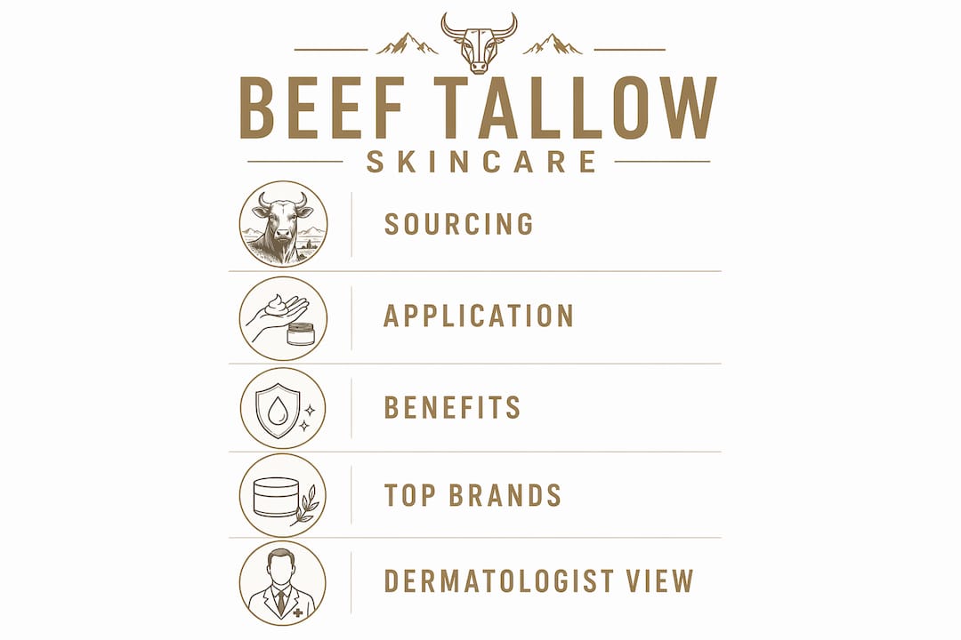 Infographic showing beef tallow skincare key steps