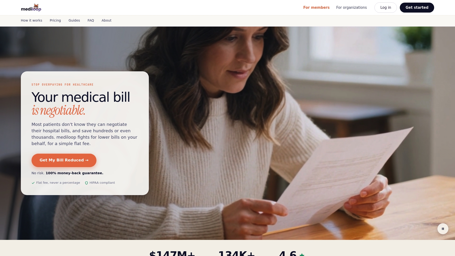 mediloop medical bill negotiation, powered by Agent Loop