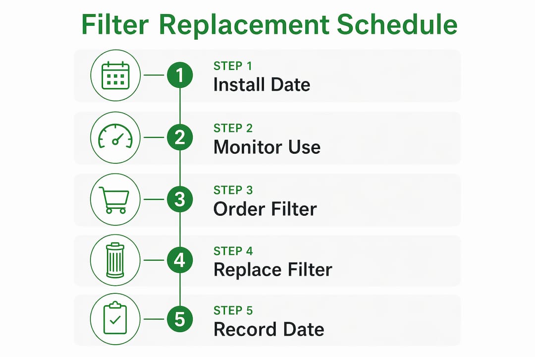 Infographic showing water filter replacement steps