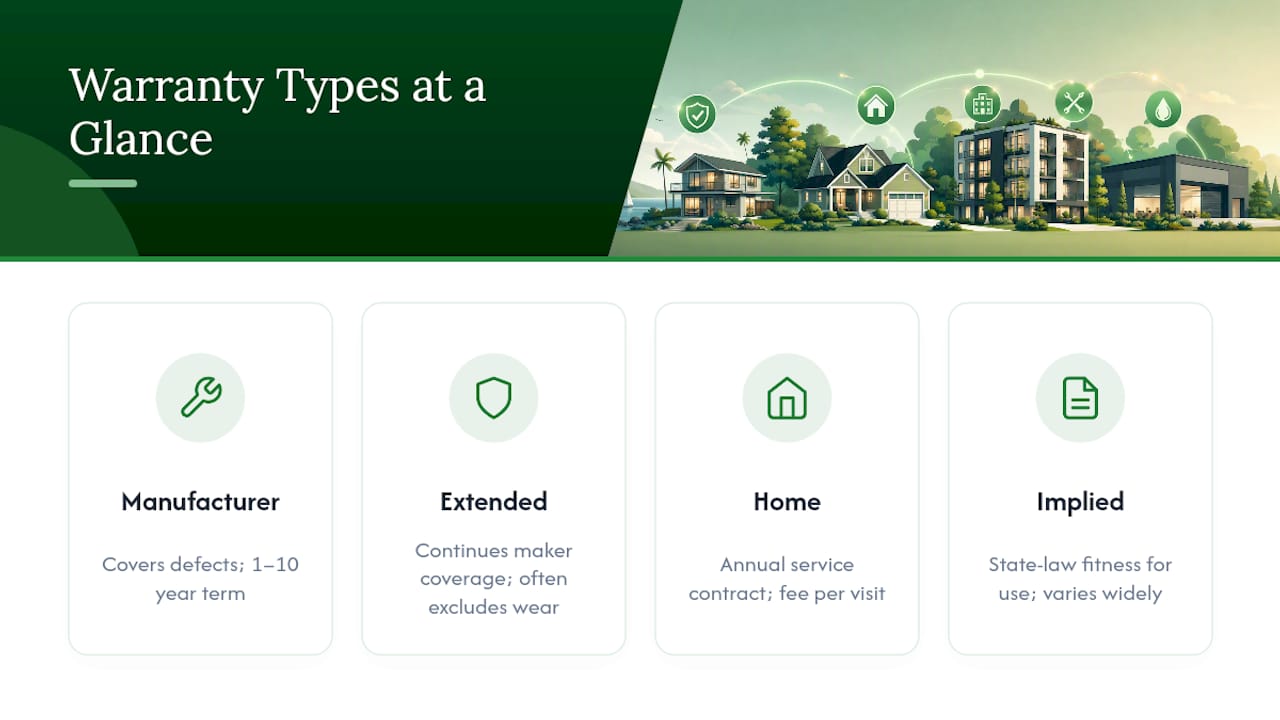 Comparison chart of warranty coverage types