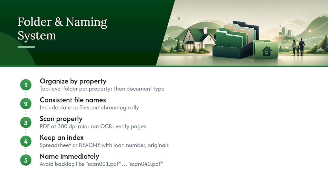 Build Your Folder Tree and File-Naming System — overview diagram