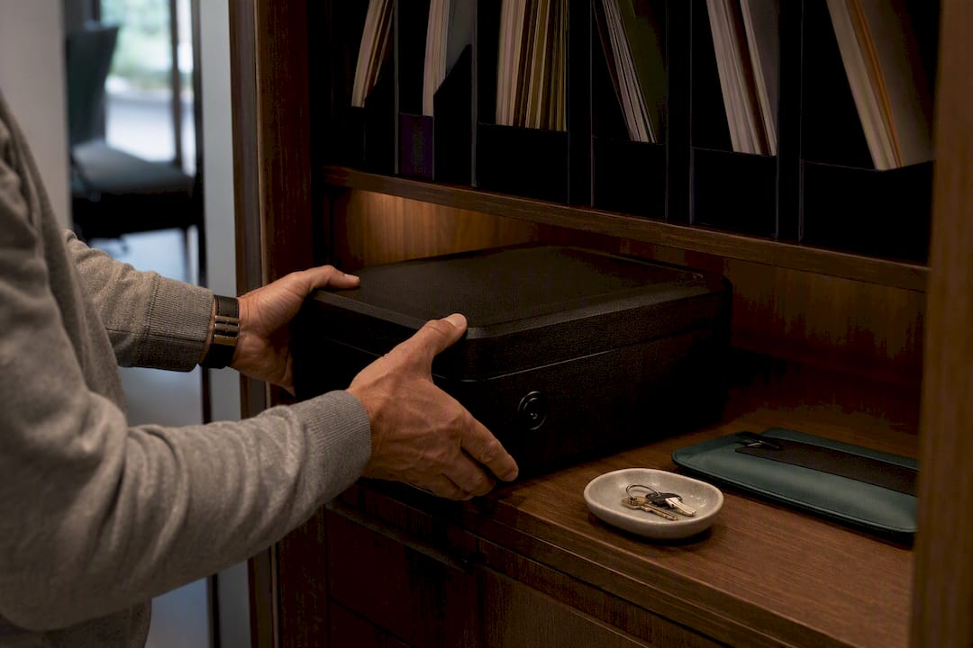 Fireproof lockbox storing property documents
