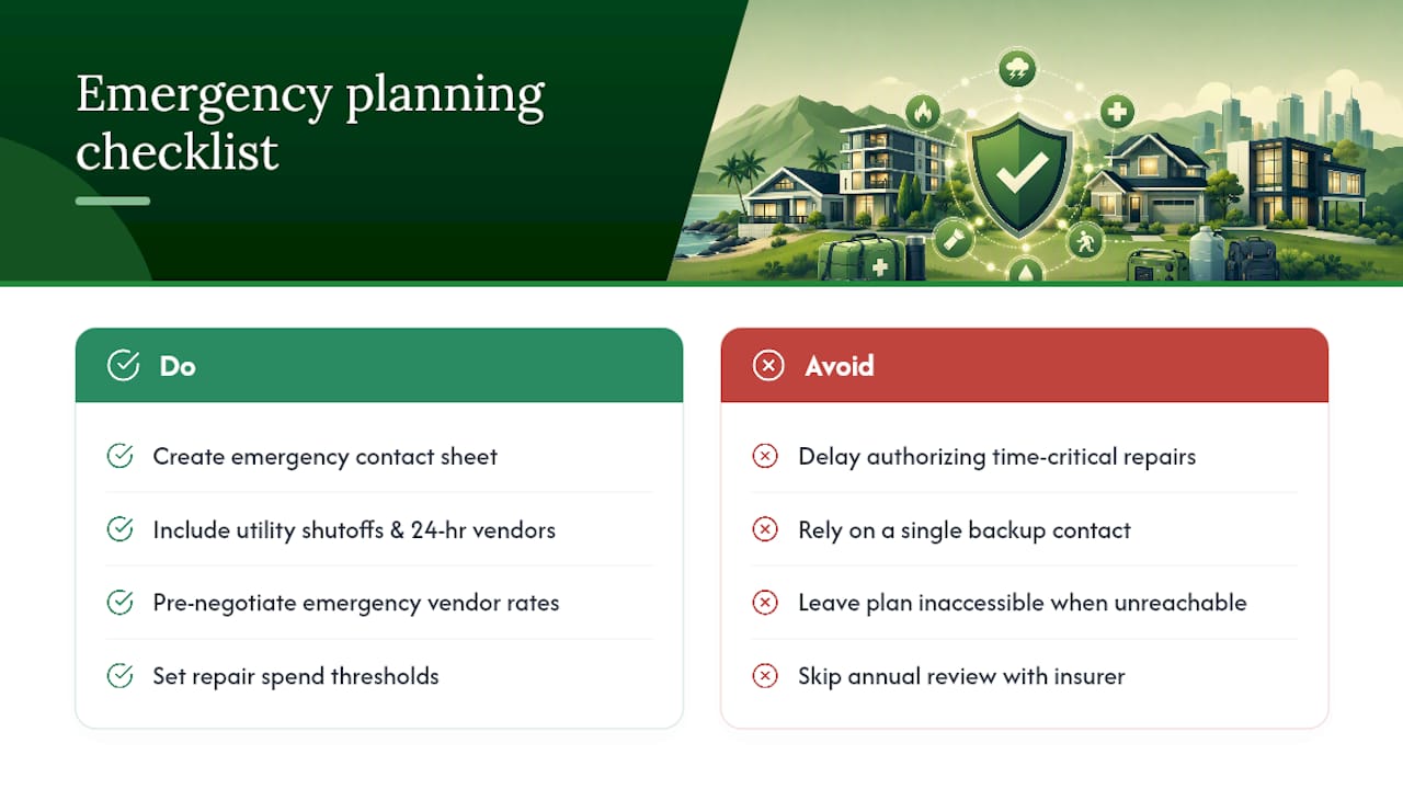 Emergency and Contingency Planning Across Properties — overview diagram