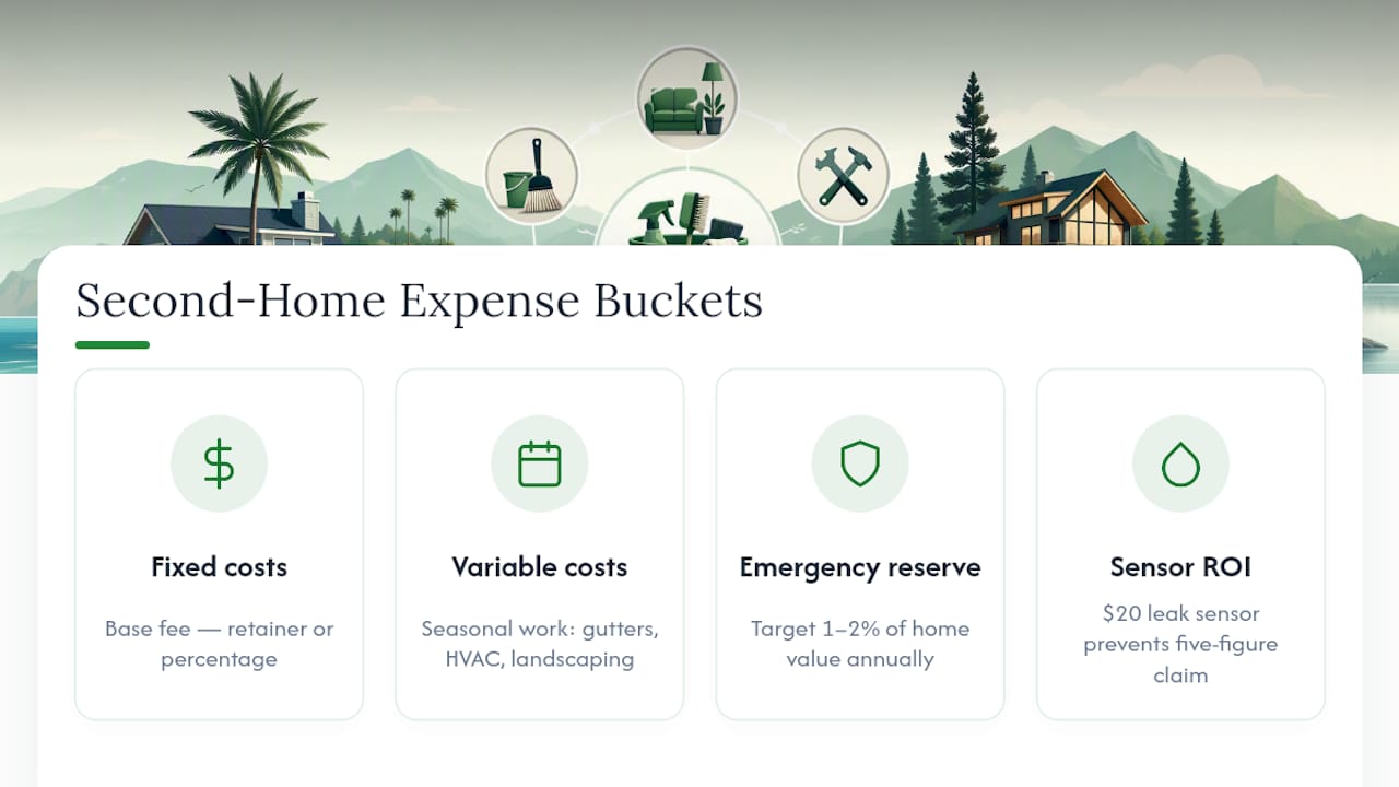 Three second-home expense budget categories