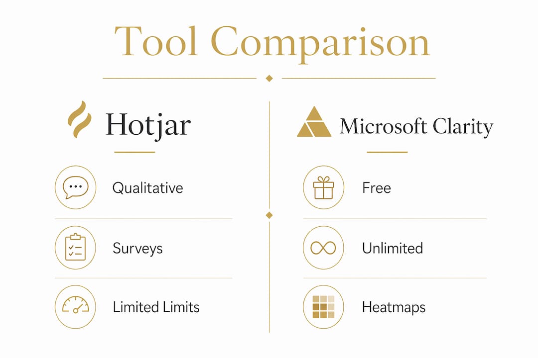 Infographic comparing Hotjar and Microsoft Clarity features