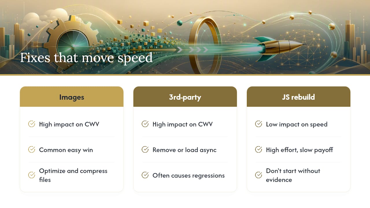 Chart comparing website speed fix impacts