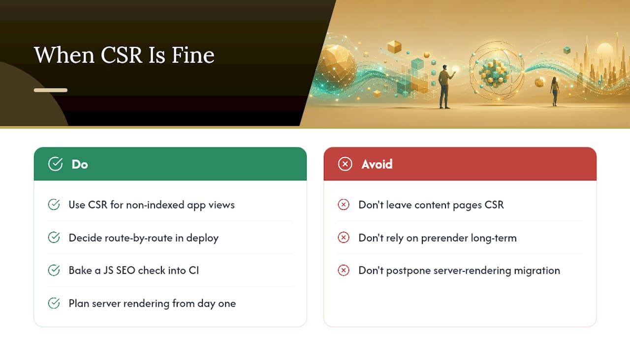 When Is Client-Side JavaScript Actually Fine for SEO? — overview diagram