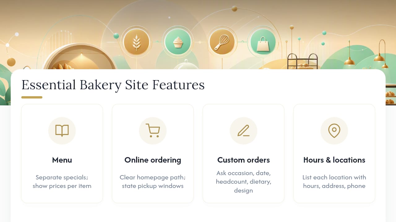 Four essential bakery website features