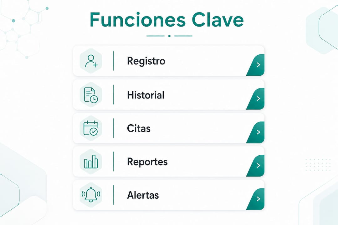 Infografía sobre las principales funcionalidades de los programas médicos