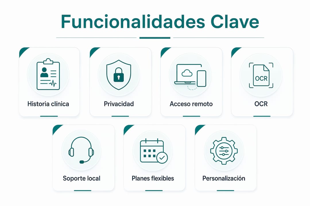 Infografía con las principales funciones de un gestor de pacientes