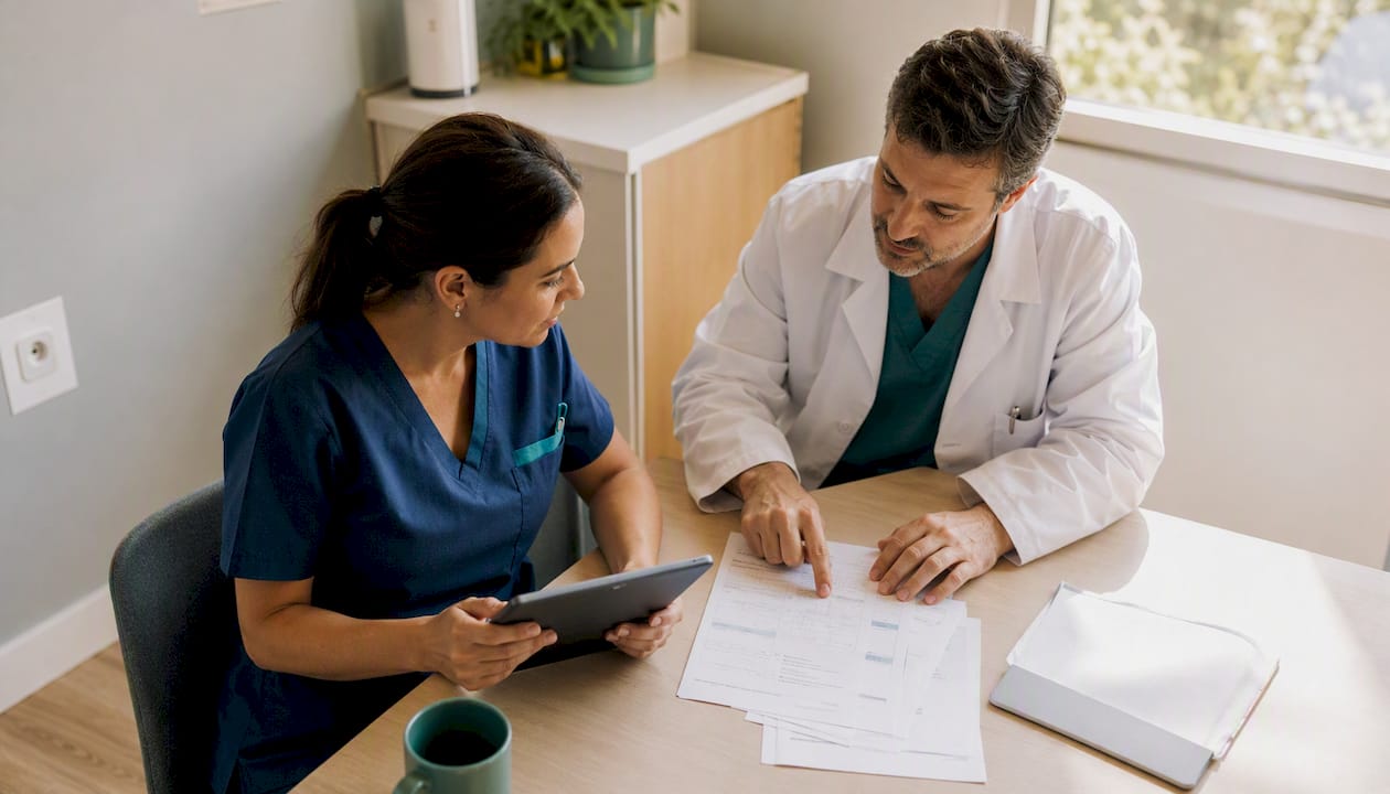 El equipo médico mantiene una conversación en la consulta