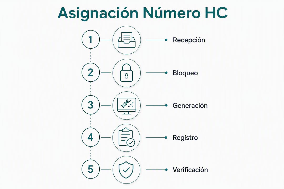 Guía visual: pasos para asignar un número de historia clínica