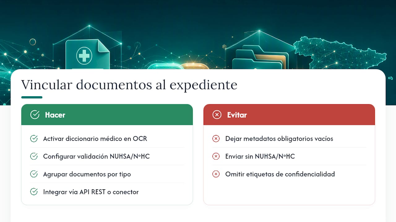¿Cómo se vincula cada documento al expediente del paciente? — overview diagram