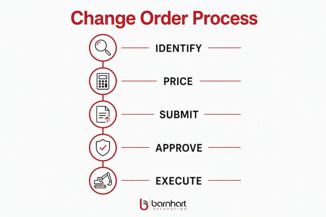 Infographic showing change order management process steps