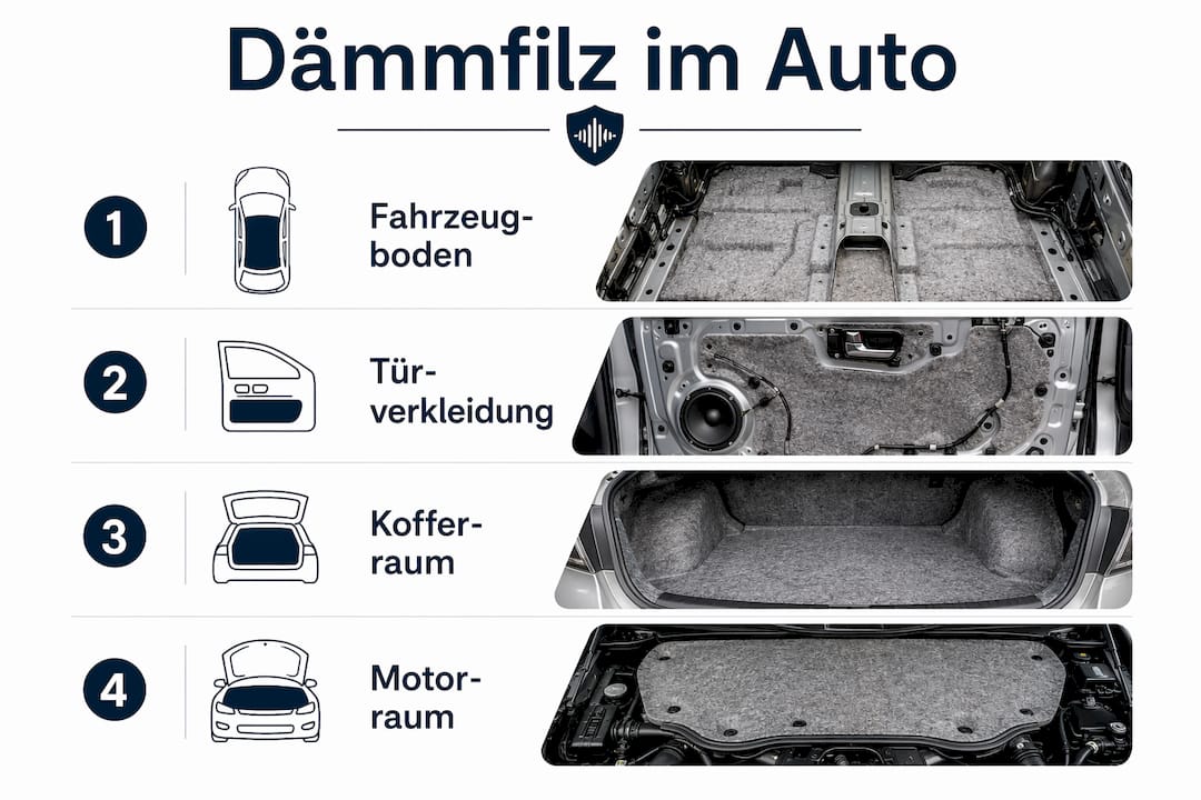 Übersicht: Wo und wie Dämmfilz im Auto eingesetzt wird