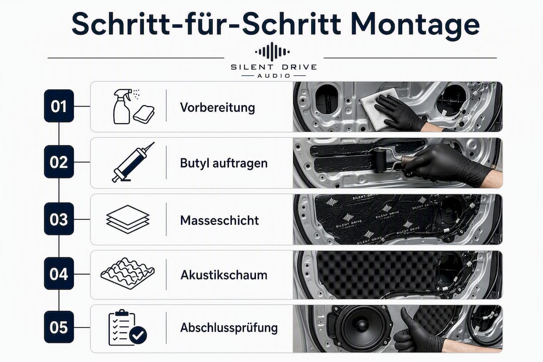 Schritt-für-Schritt-Anleitung als Infografik: So gelingt die fachgerechte Montage von Vibrationsdämpfern