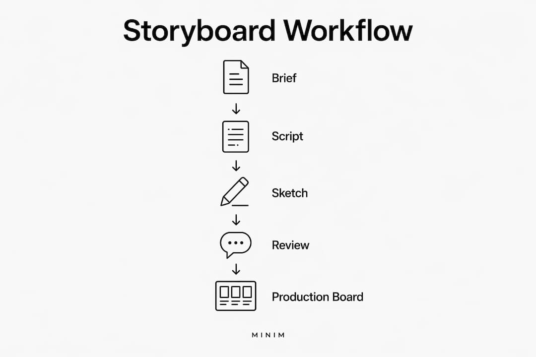 Infographic showing storyboard workflow steps