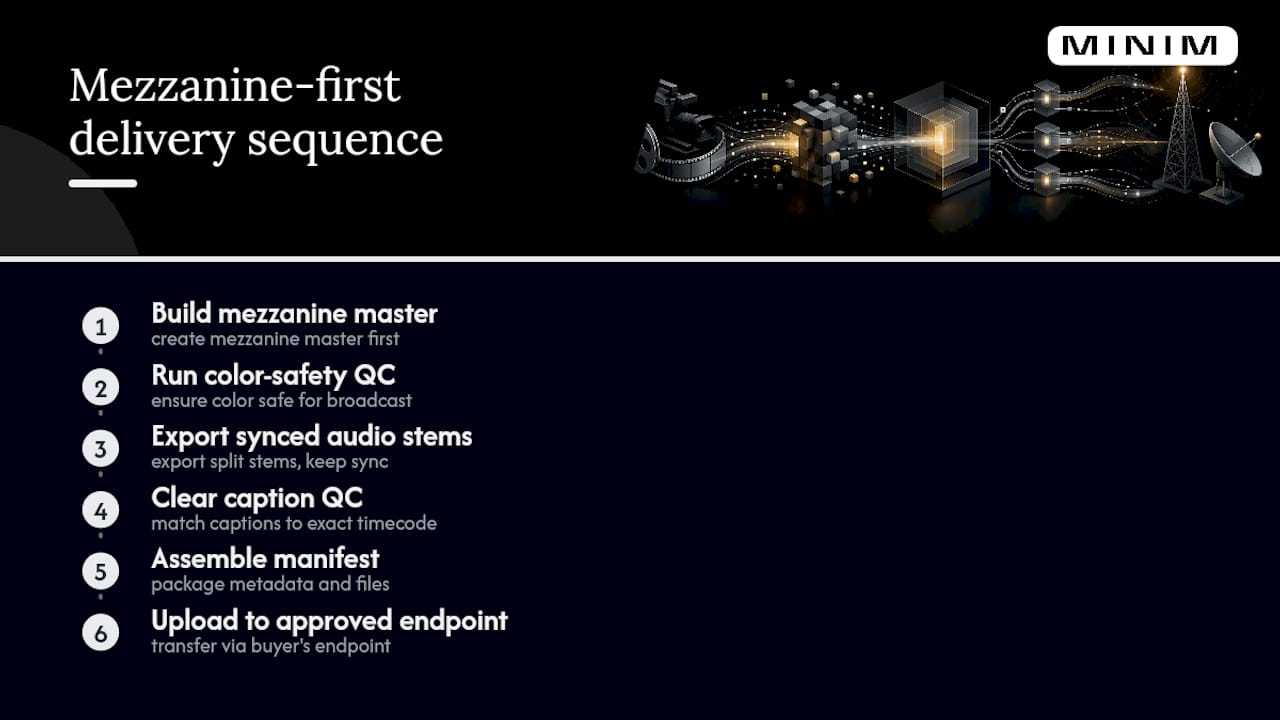 Six-step broadcast delivery workflow