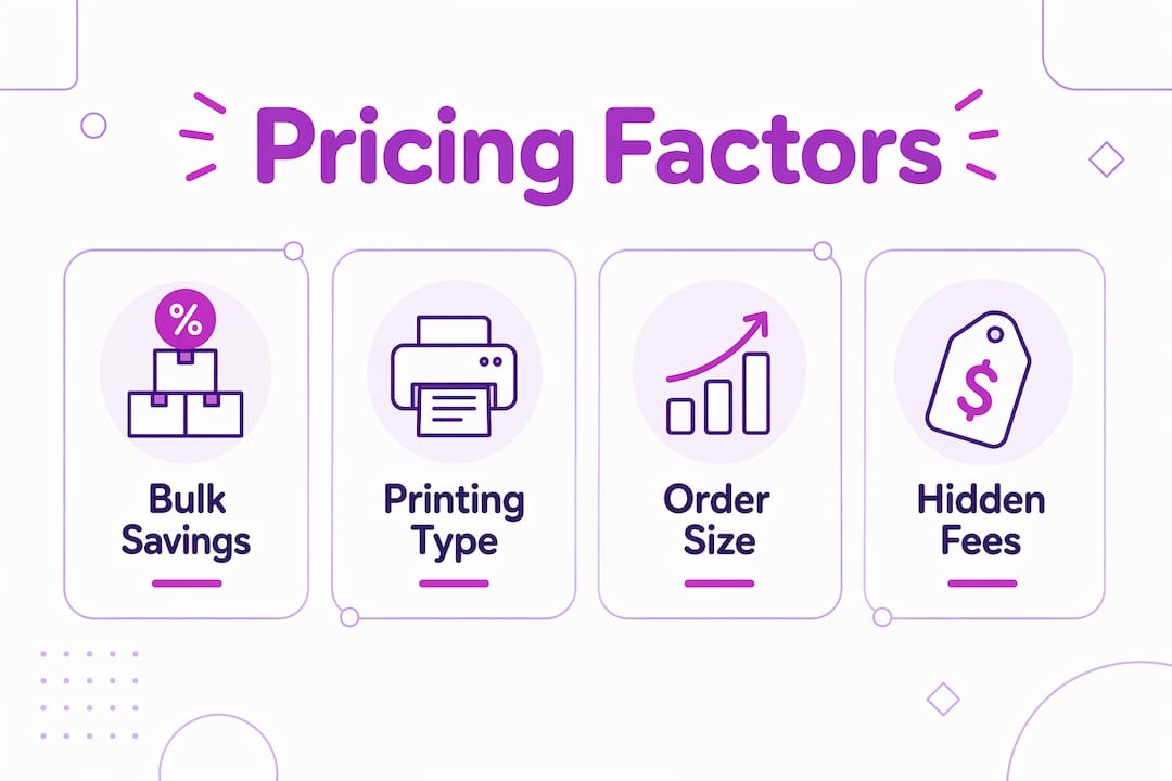 Infographic showing key custom t-shirt pricing factors