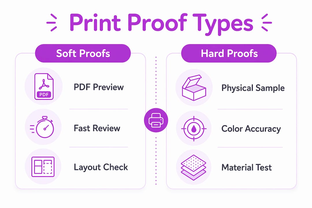 Infographic comparing soft and hard print proof types