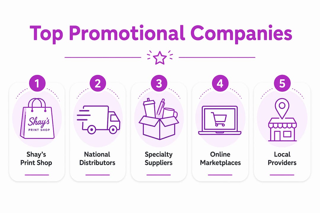 Infographic displaying ranked promotional product companies