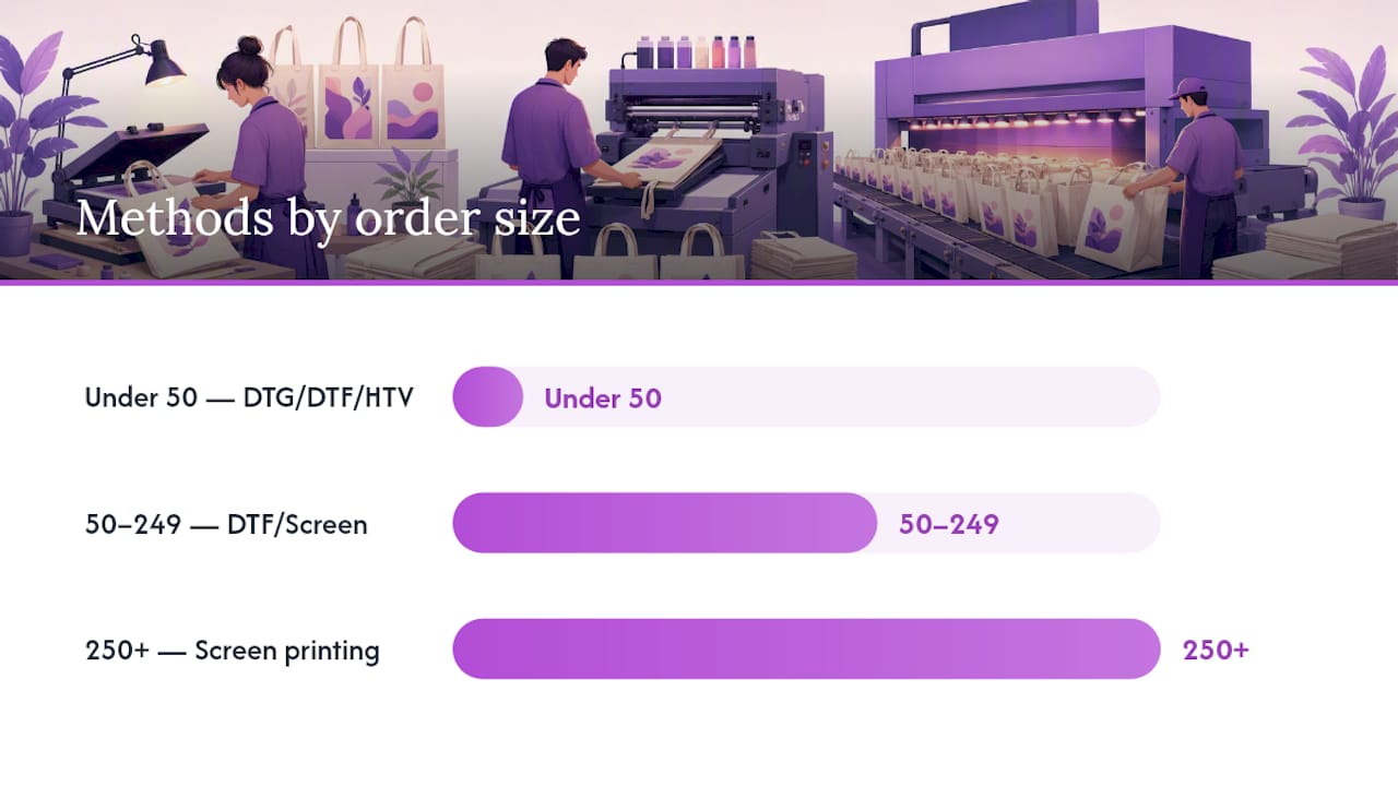 How do you pick the right printing method for your tote order? — overview diagram