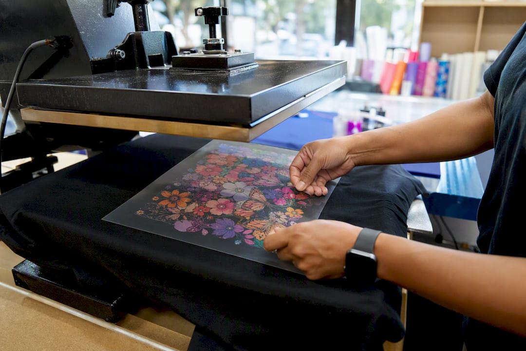 DTF printing heat press transfer on mixed fabric shirt
