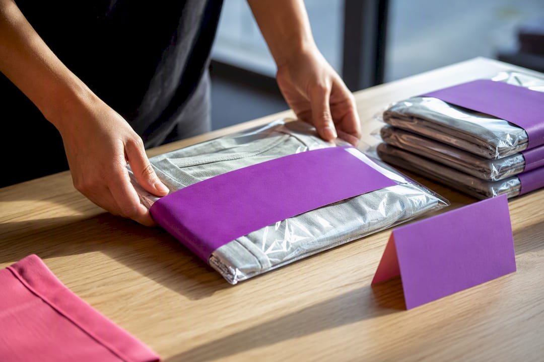 Folded conference shirt in protective packaging