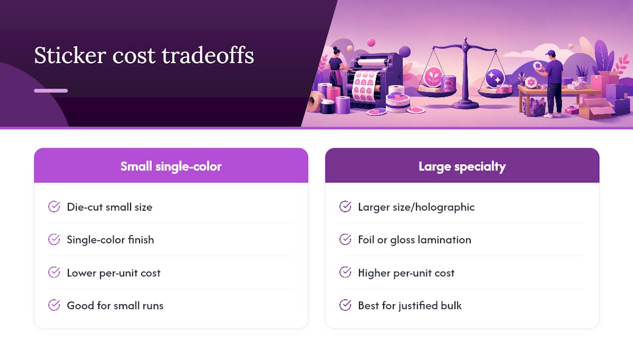 Sticker production cost factors diagram