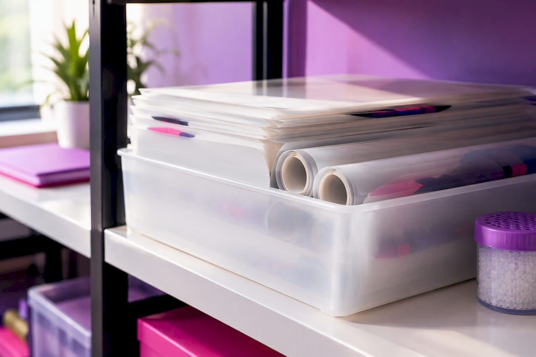 Protected DTF transfer sheets in storage