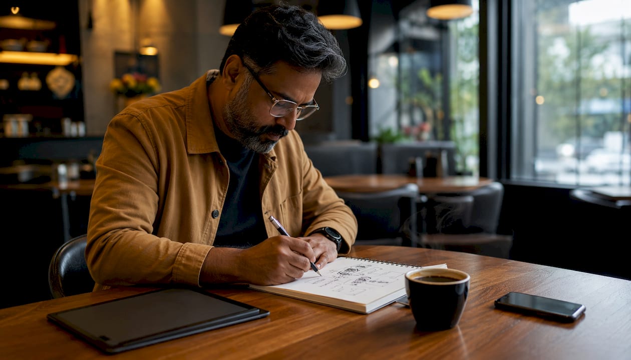 Person planning TikTok content strategy at desk