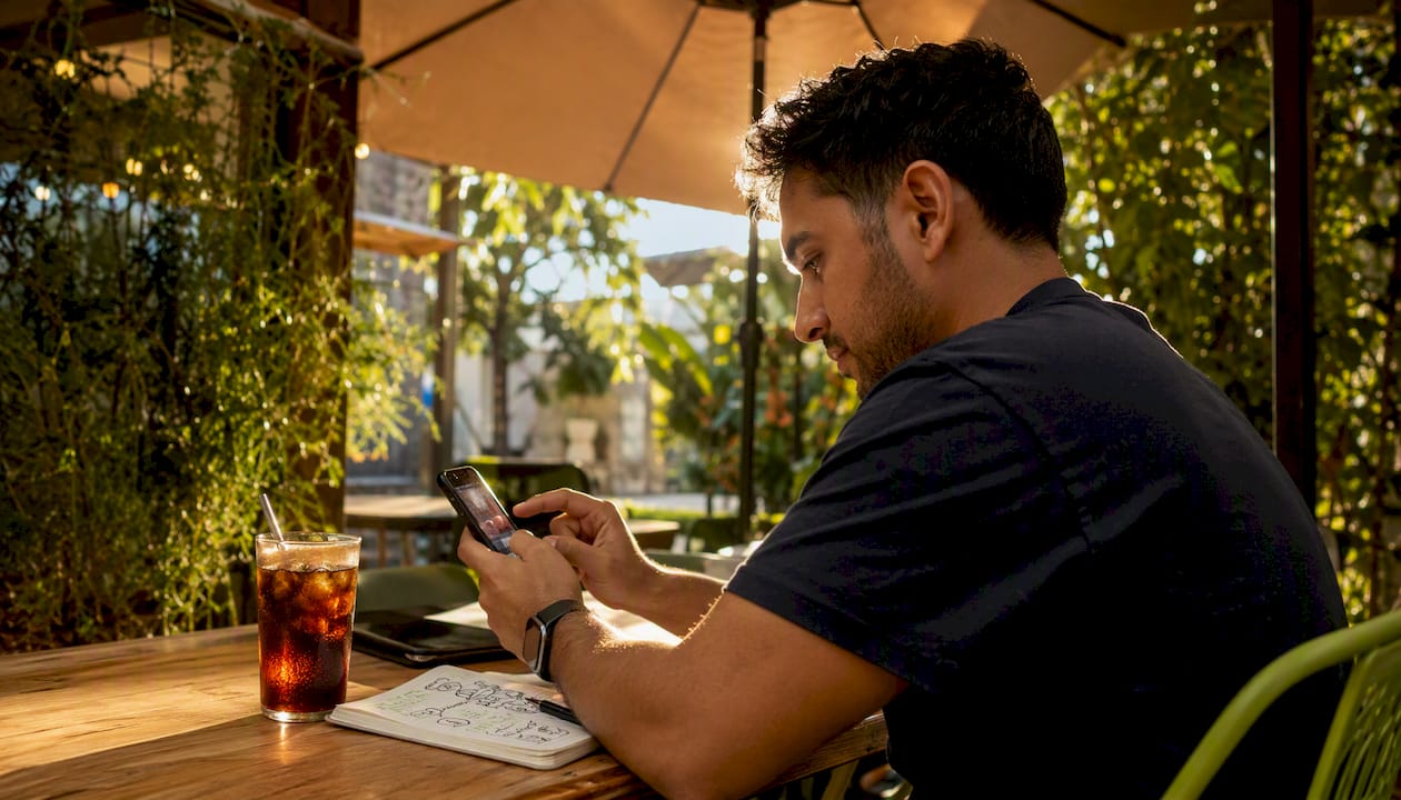 Man interacting with TikTok video shopping tags