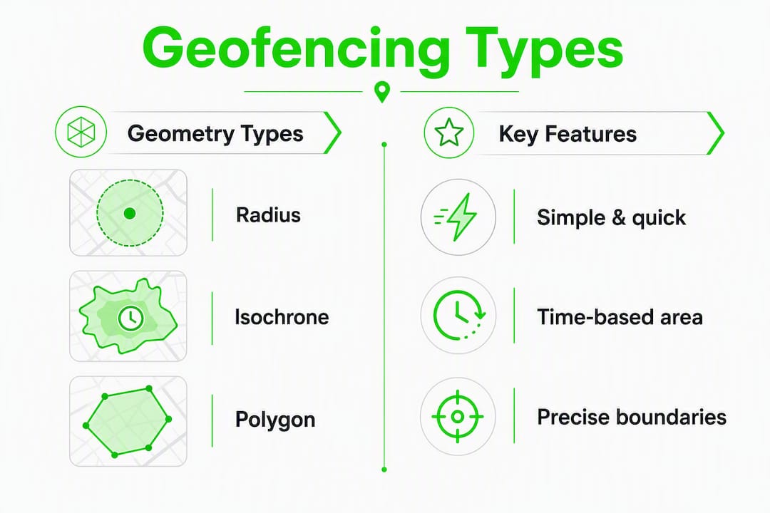 Infographic comparing geofencing geometry types