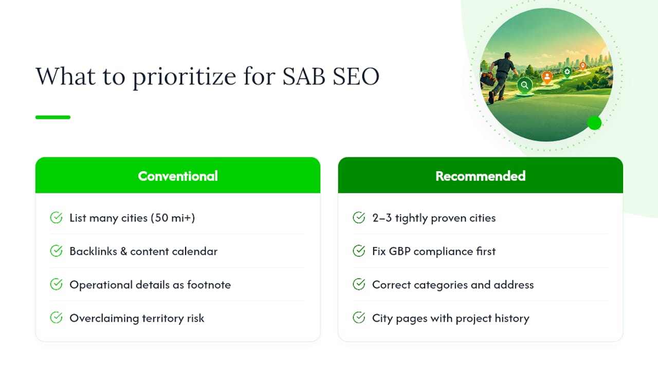 Why Most SAB SEO Advice Skips the Boring Part — overview diagram