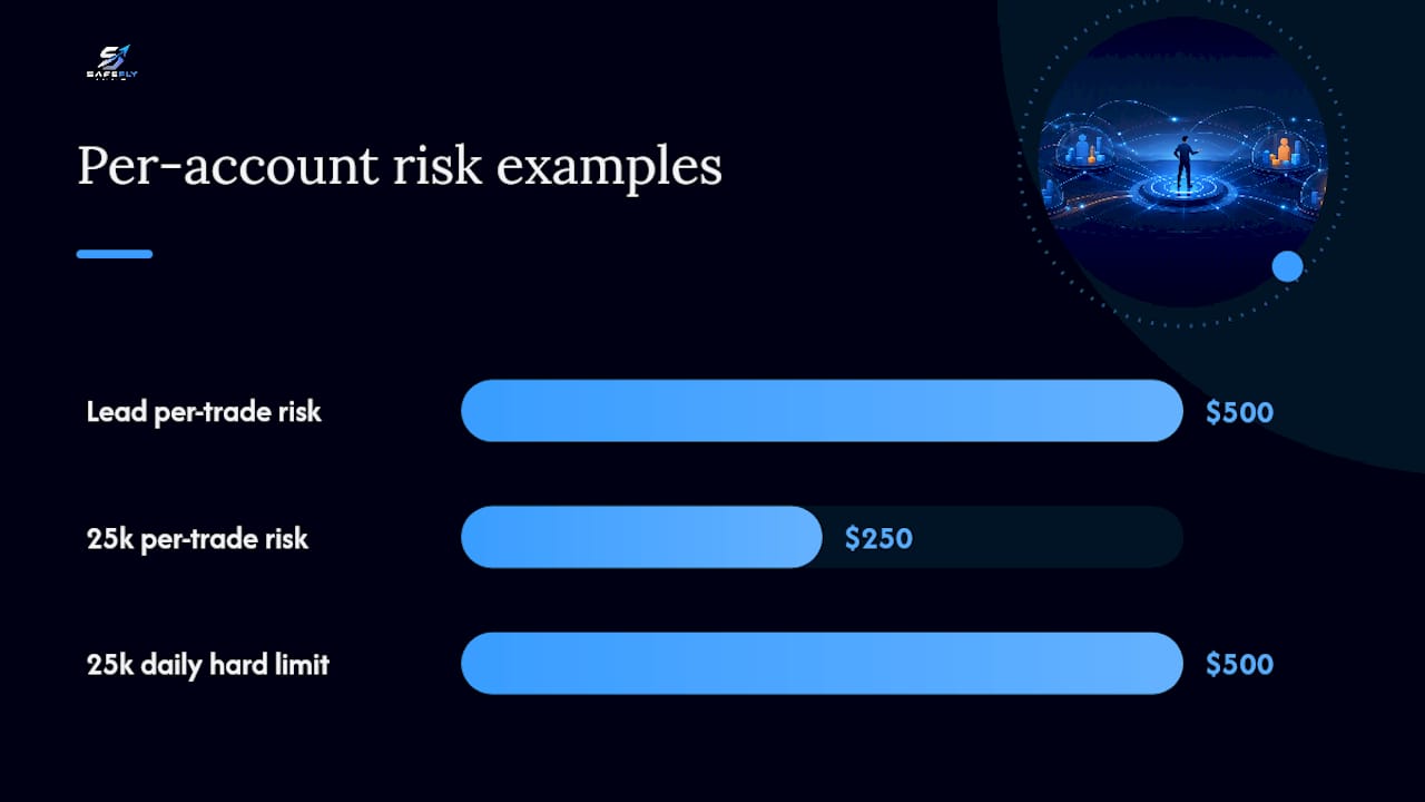 How do you size positions when scaling a lead account to multiple Tradovate subaccounts? — overview diagram